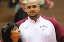 Noah Douglas with his mother during IU East's men's basketball Senior Day