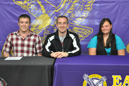 Drew Othersen (left) and Andrea Brower (right) with IU East coach Tyler Daugherty.