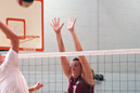 Caitlin Burroughs (right) had six kills and two blocks.