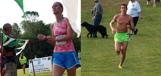 Kristina Tabor and T.J. Schienbein raced to victory at the Run with the Wolves 5K.