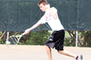 Derek Blank lines up a forehand.