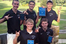 The Red Wolves do the Wolf Wave after winning the Berea College Invitational.