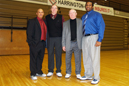 From left, the sneaker-clad feet of Mark Hester, John Mills, Kirby Overman and Dominic Tharpe.