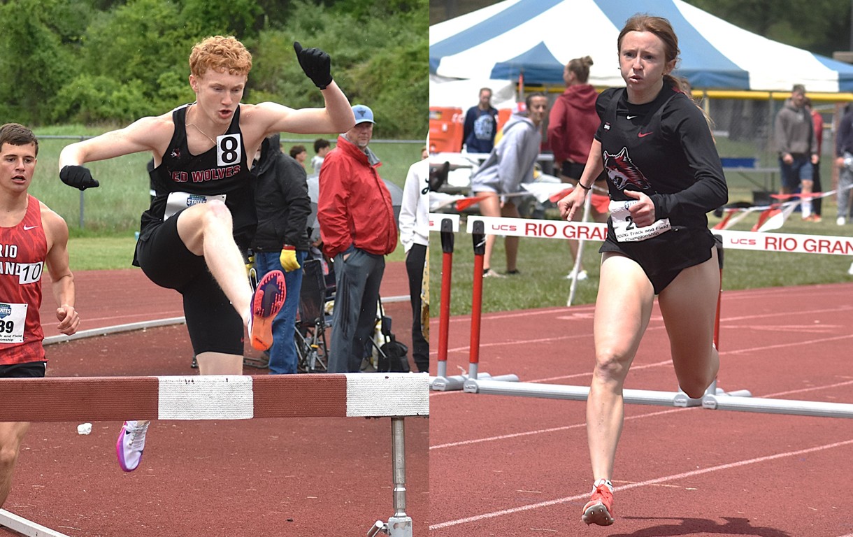 Thomas Hogan (L) is now scheduled to compete in  the men's 3,000-meter steeplechase at the NAIA National Championships on May 21, while Vanessa Temple (R) set a school record in the 400-meter hurdles on May 20.